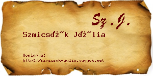 Szmicsák Júlia névjegykártya